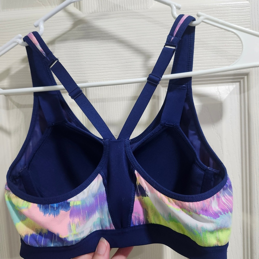 Victoria's Secret VSX Sport Front Zip Underwire Sports Bra 34B Blue Multi Color - Picture 4 of 7
